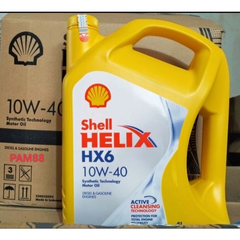 Oli Shell helix.. HX6..4 liter..kuning 10 W - 40..1 dus = 4 btl..jual perdus.