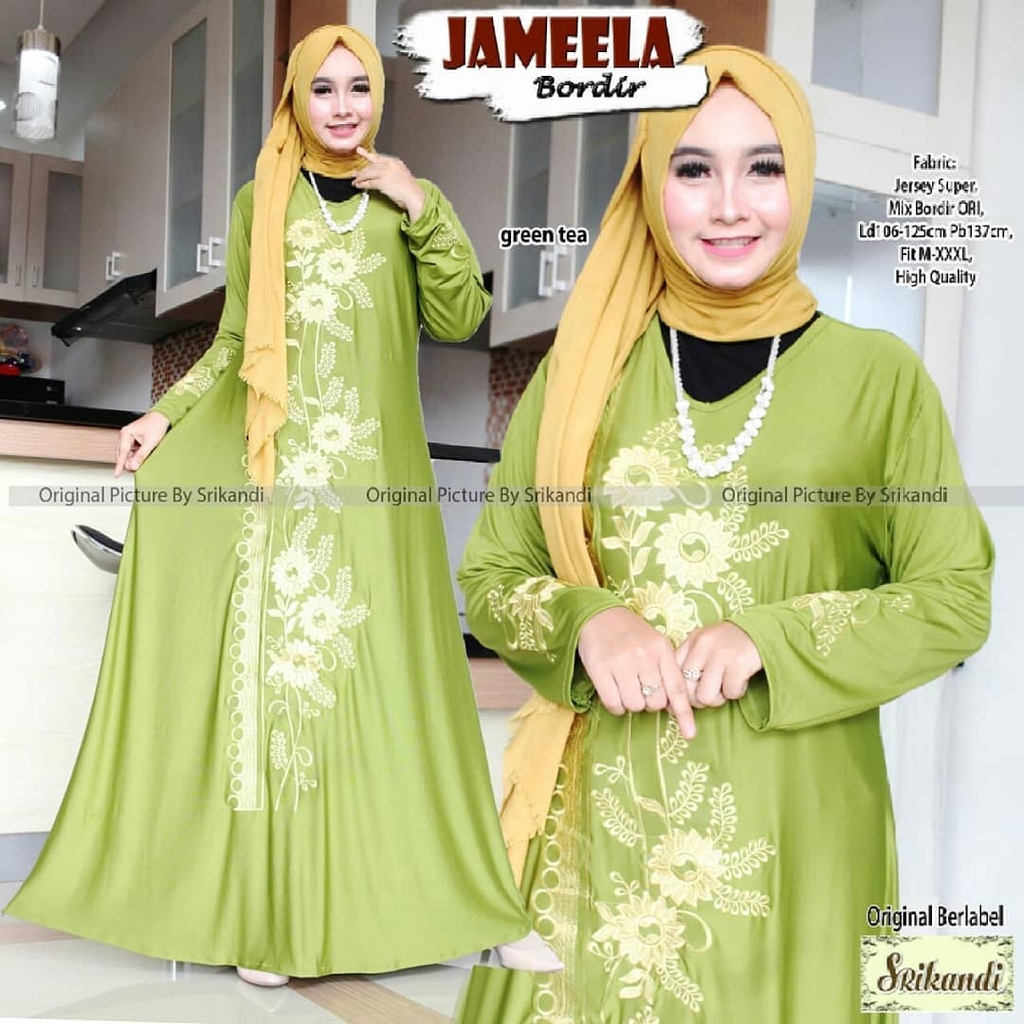 Hidayah Maxy Jameela Bordir Gamis Jumbo Jersey Motif Bordir xxxl Ld 130cm Arabian Abaya Gamis Lebaran Remaja Muslimah Terbaru Seragaman Pengajian Murah Dress Wanita Muslimah Syar'i Gamis Polos Tebal Premium Warna Hitam