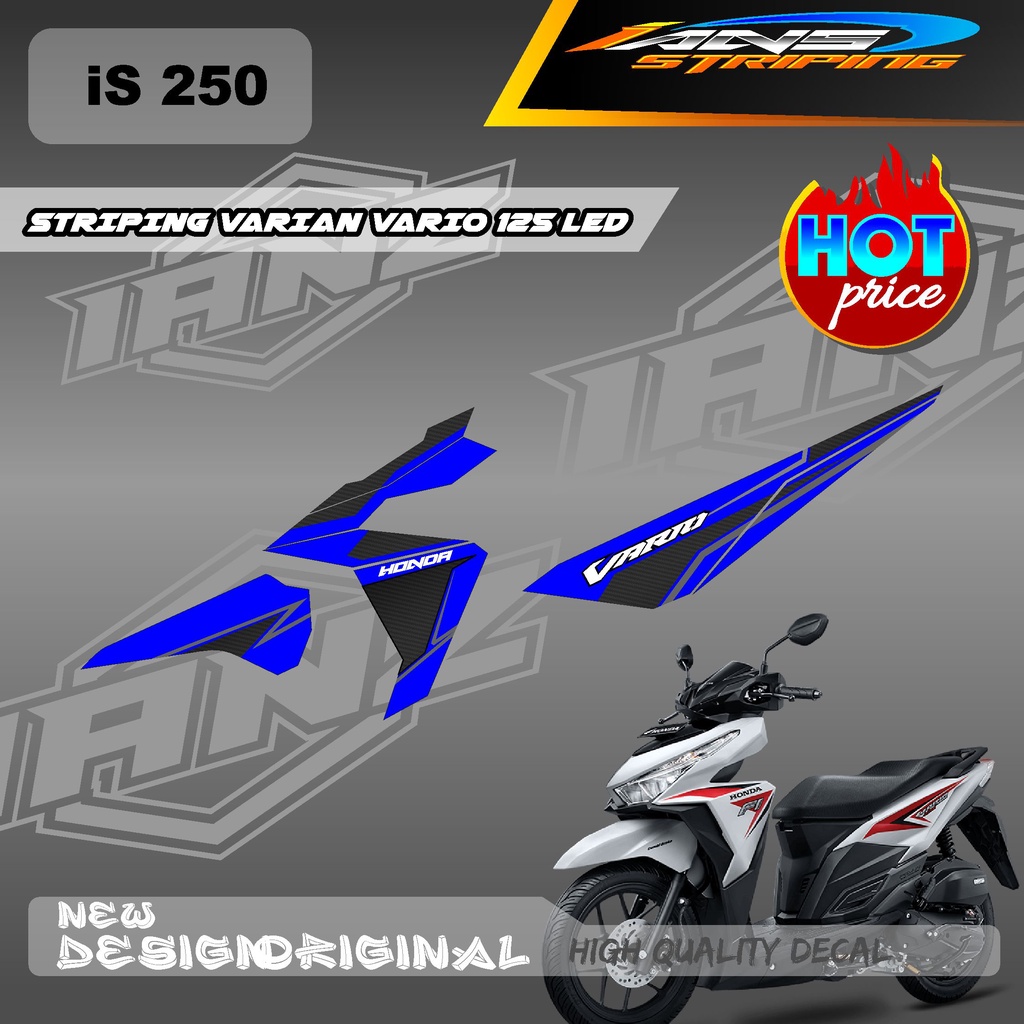 STIKER DECAL VARIO 125 LED SIMPEL GRAFIK CARBON STRIP  / STIKER STRIPING SEMI FULL BODY HONDA VARIO 125 LED / STIKER KERETA VARIO 125 LED IS 250