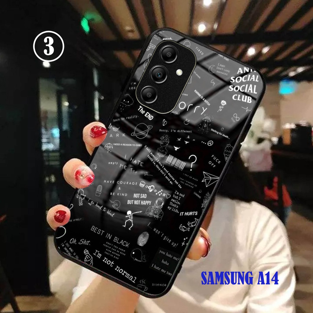 Softcase Glass Kaca AESTHETIC [K131] SAMSUNG A14 5G Terbaru Casing Handphone-Pelindung Handphone-Aksesoris Handphone