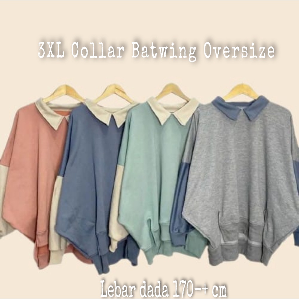 Collar Batwing XXXL Oversize Basic Oblong | Sweater Wanita Bigsize | Sweater Polos Oversize