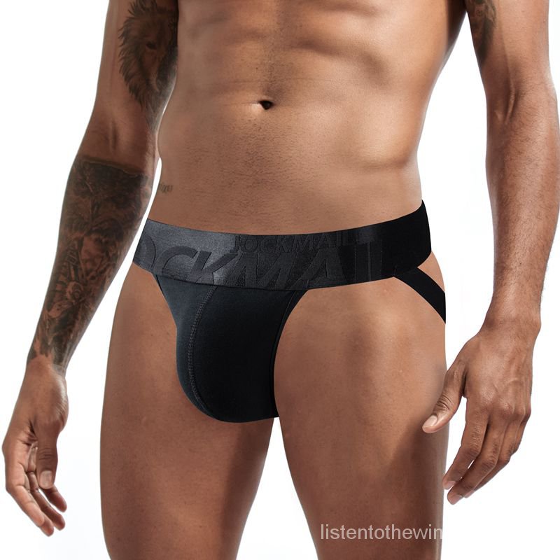 jockmail Men's Jockstrap Athletic Supporters Cotton Black White Low Rise Stretch Performance Sport G