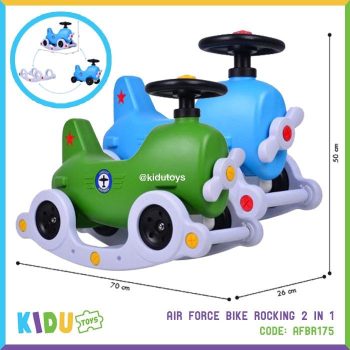 Mainan Anak Giraffe Rabbit Smart Sheep Air Force Train Bike  Rocking 2 in 1 Kidu Toys