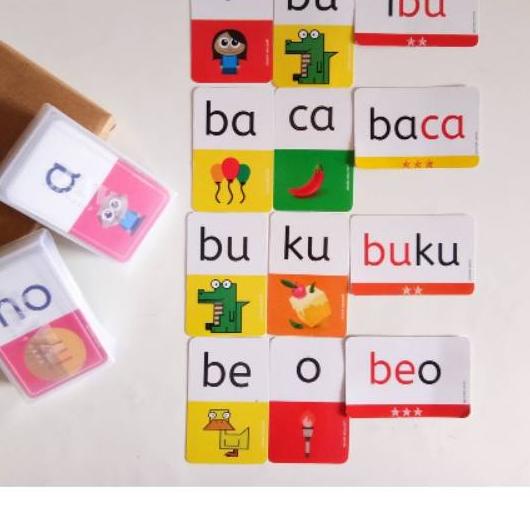 ➣ Flashcard Suku Kata Kartu Baca Belajar Membaca Flash Card Anak Kartu Pintar Balita Alusia Flashcar