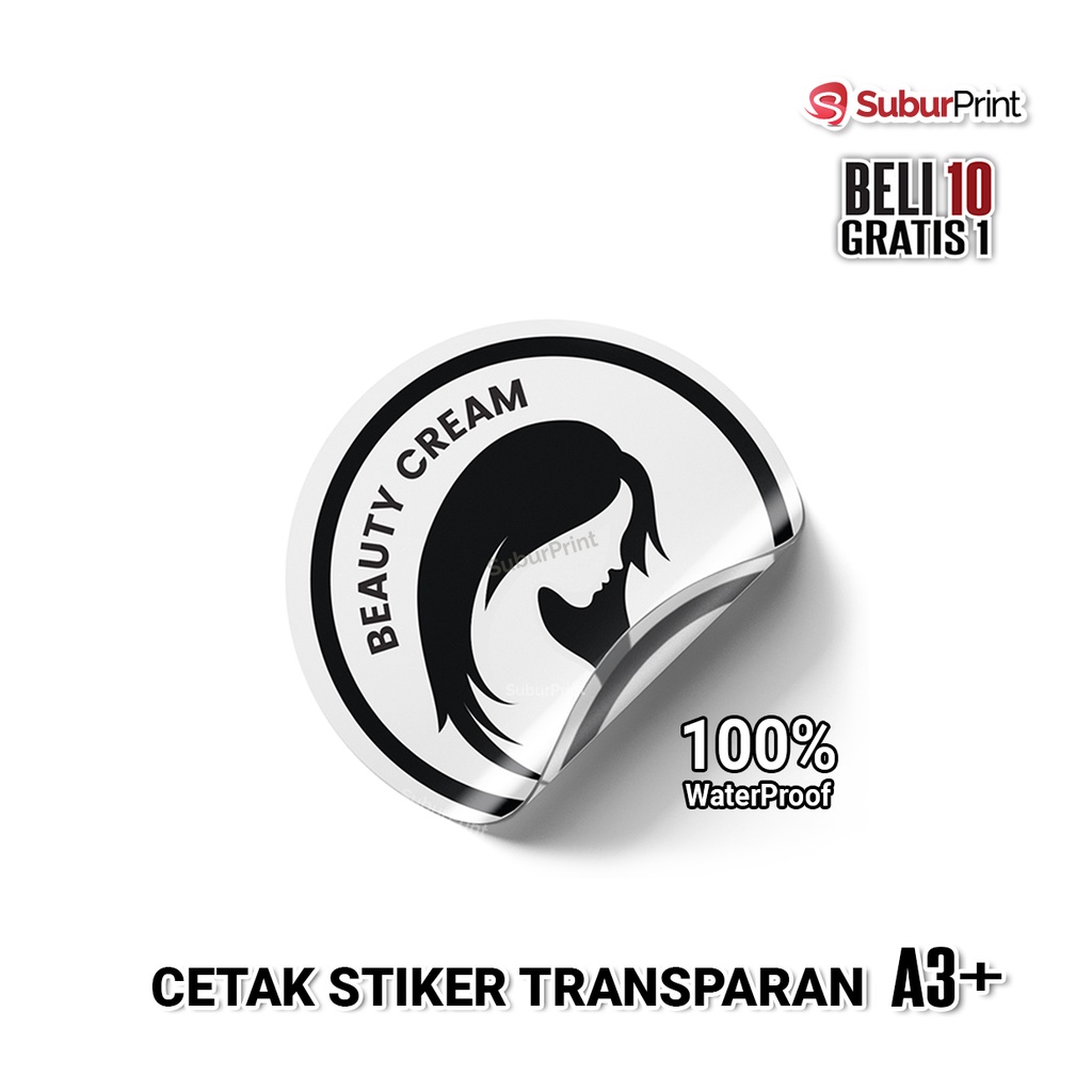 Jual Cetak Stiker Bening Sticker Transparan A3 Anti Air Plus Cutting