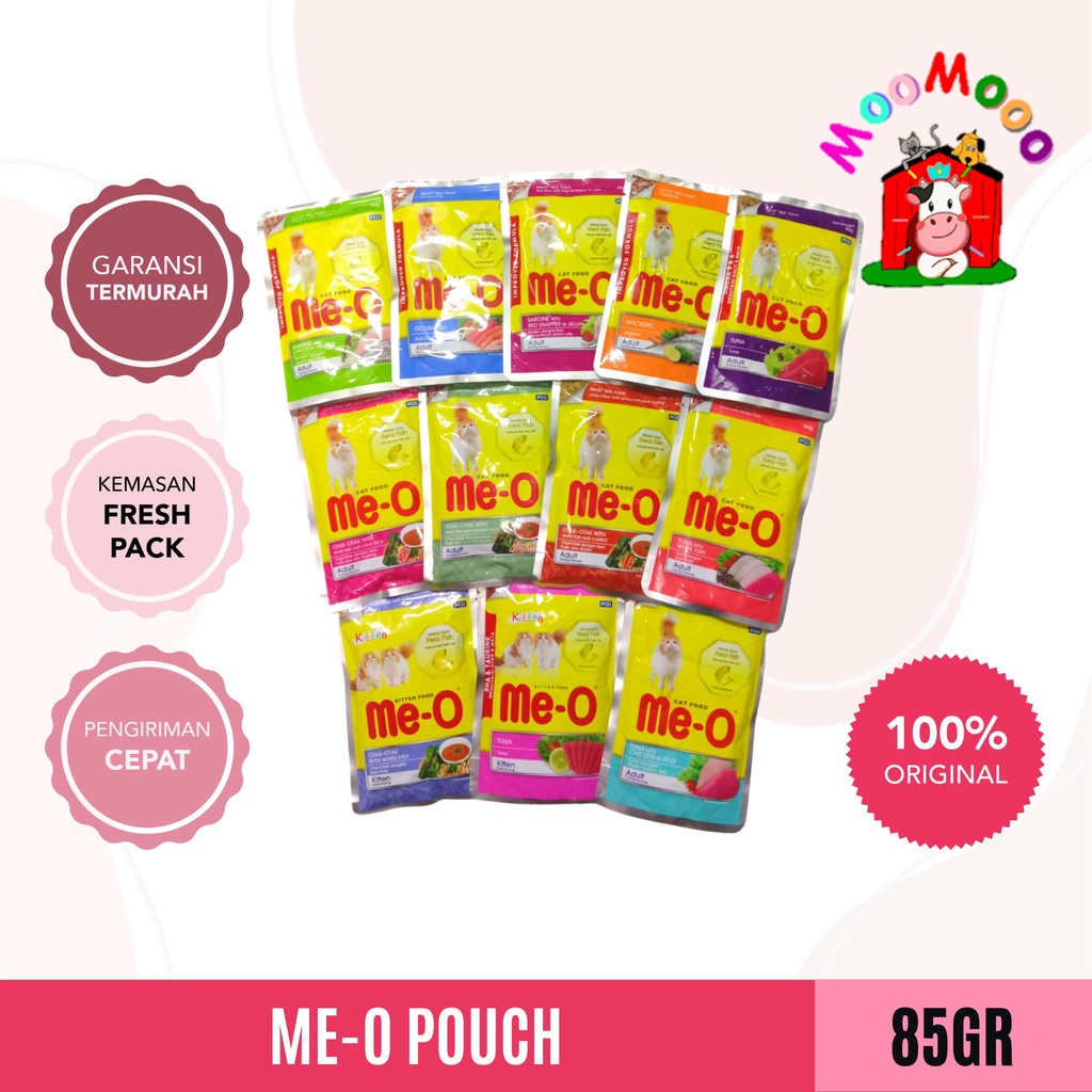 Meo Makanan kucing Basah Cat Food Pouch Wetfood Me-O Sachet 80 Gram