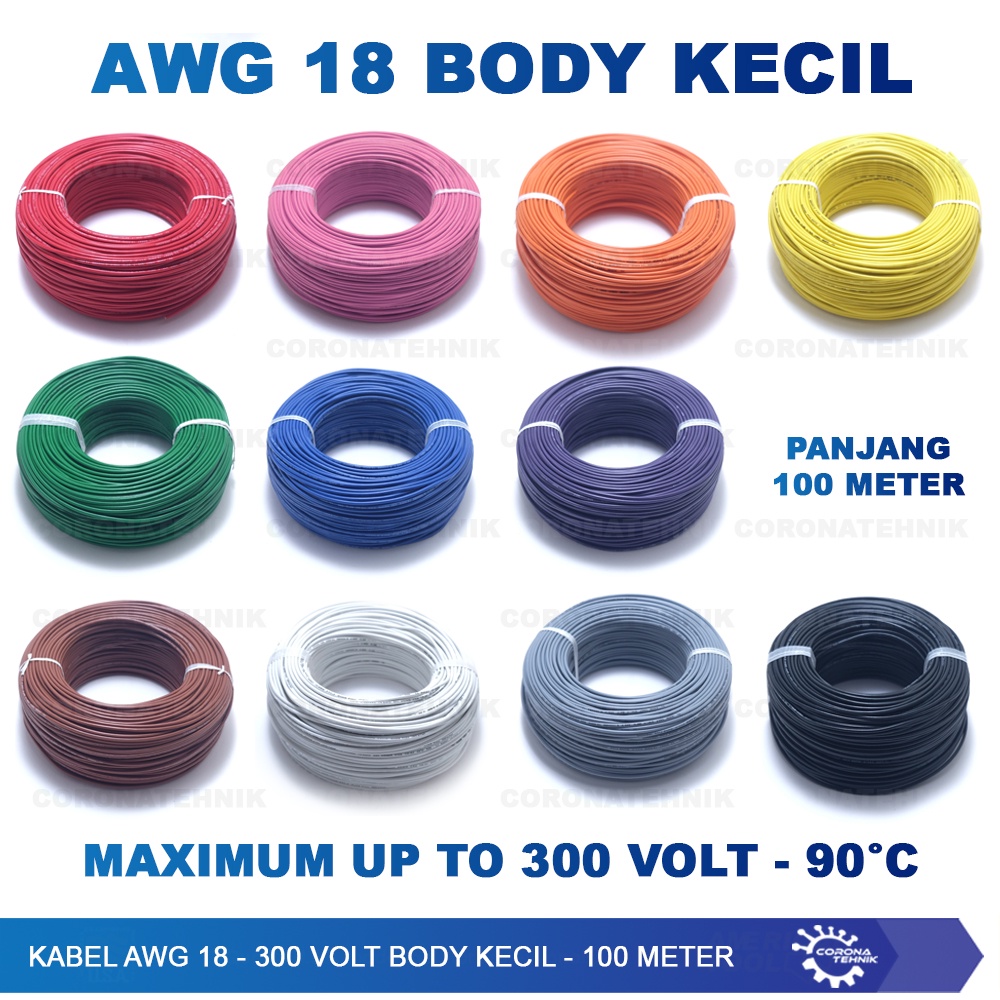 300 Volt Body kecil - 100 Meter - Kabel AWG 18