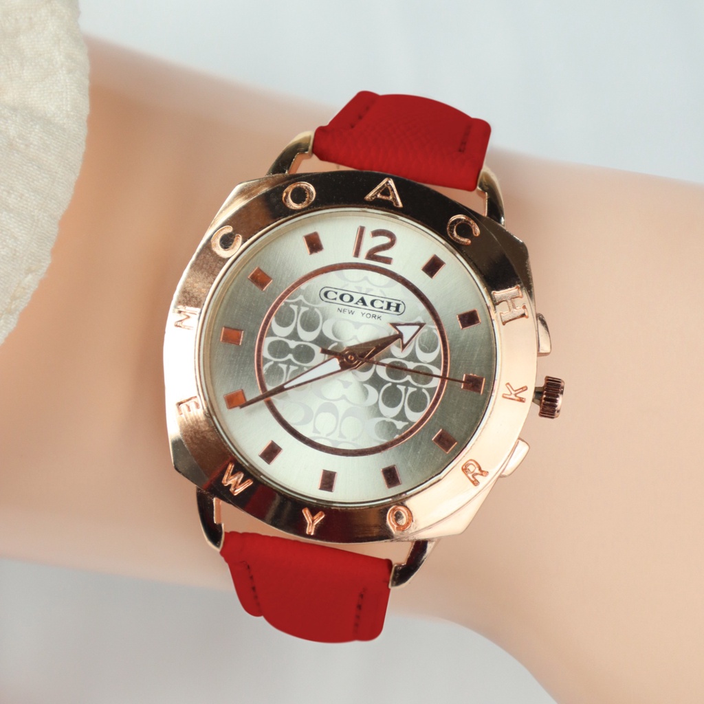 BEST SELLER JAM TANGAN WANITA COACH H26 TALI KULIT ANALOG BODY BULAT DM 4.0CM FREE BOX &amp; BATERAI || JAM TANGAN FASHION WANITA JAM TANGAN CEWEK MURAH