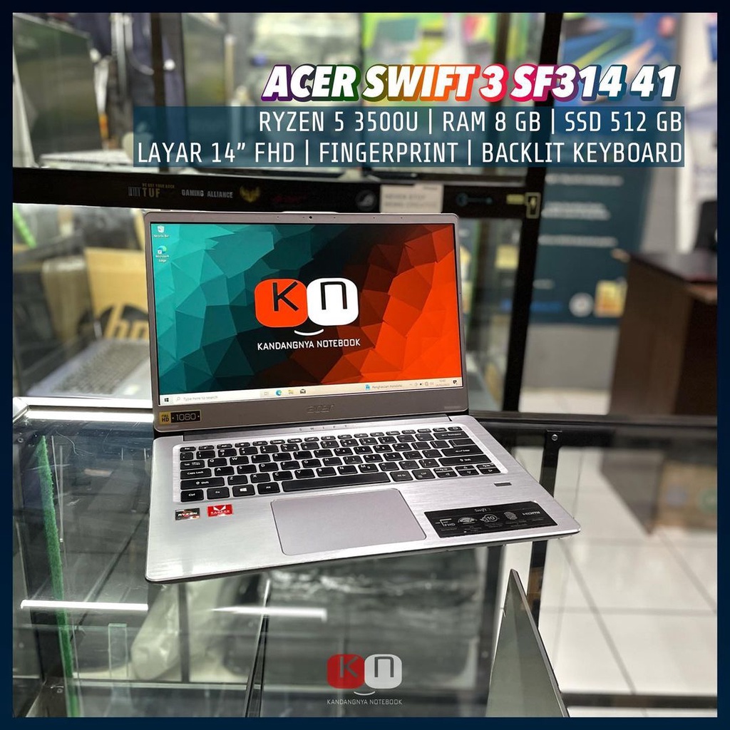 ACER SWIFT 3 SF314-41 RYZEN 5 3500U RAM8/SSD512 RADEON VEGA 8 2GB 14inci keybord backlit fingerprint