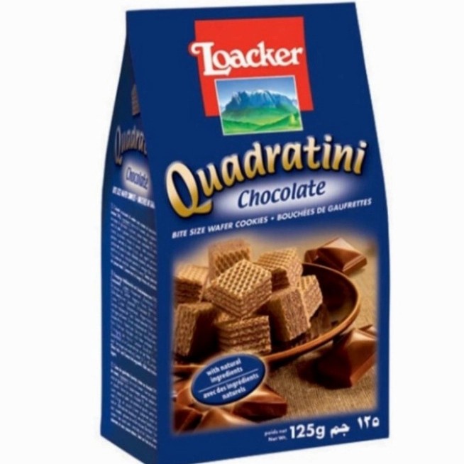 

Loacker quadratini chocolate 125gr wafer cookies biskuit laocker