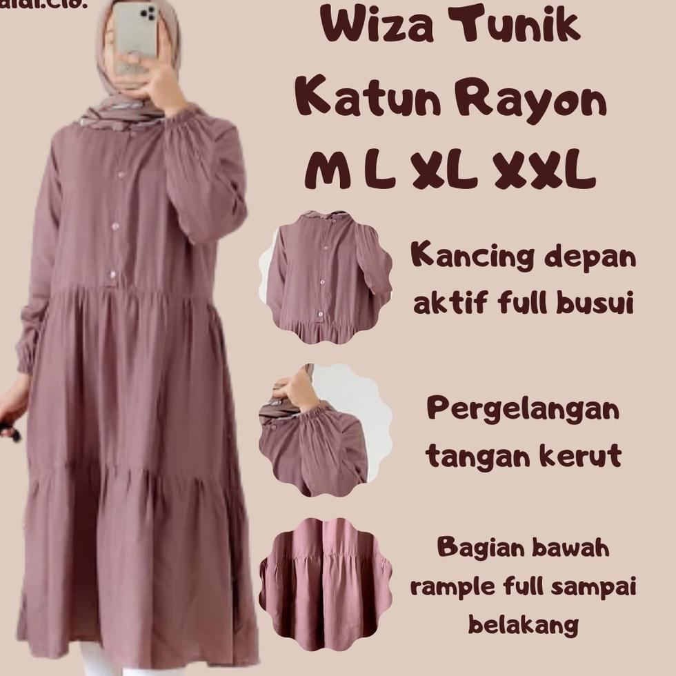 LANGSUNG KIRIM WIZA TUNIK Busui Wanita Muslim Jumbo Bahan Katun Rayon Premium Terbaru | Size M L XL 