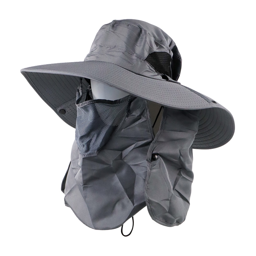 Topi Mancing Anti Panas Waterproof 360 Sun Protection Hat - JN335 - Dark Gray