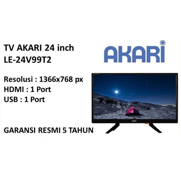 AKARI LED Digital TV 24&quot; HD DVB-T2 USB HDMI VGA LE-24D53 24D53 24D