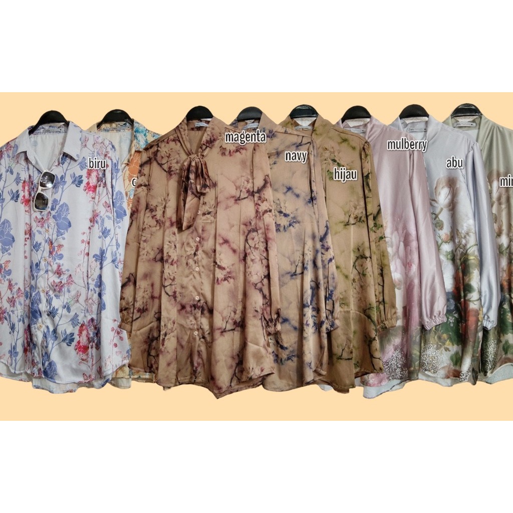 ARMANI SILK CERUTY FLO BLOUSE WANITA