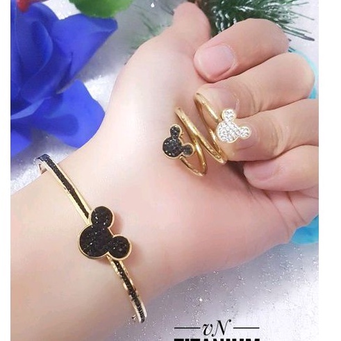 Set Titanium Gelang Cincin Gold mikky64