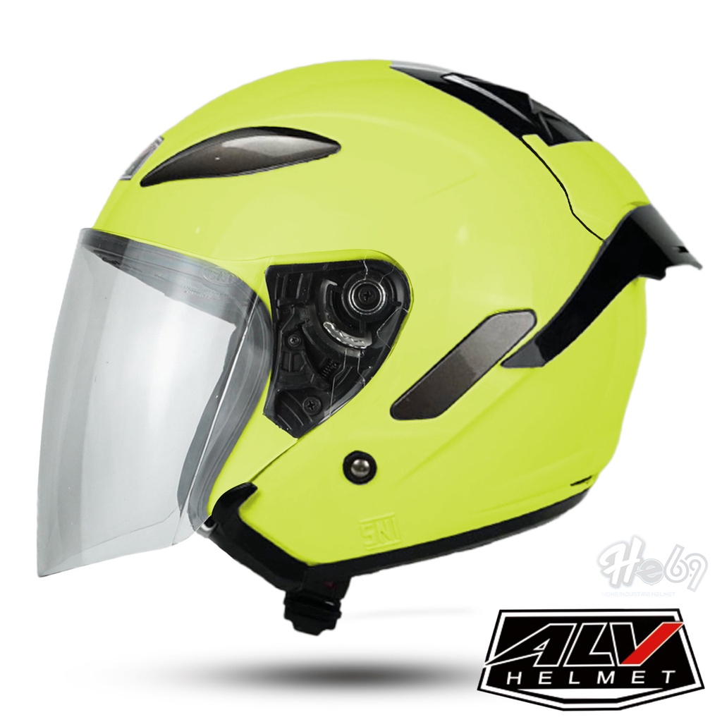 Helm Half Face ALV Polos Kaca Bening / Helm Pria Dan Wanita Dewasa SNI DOT COD