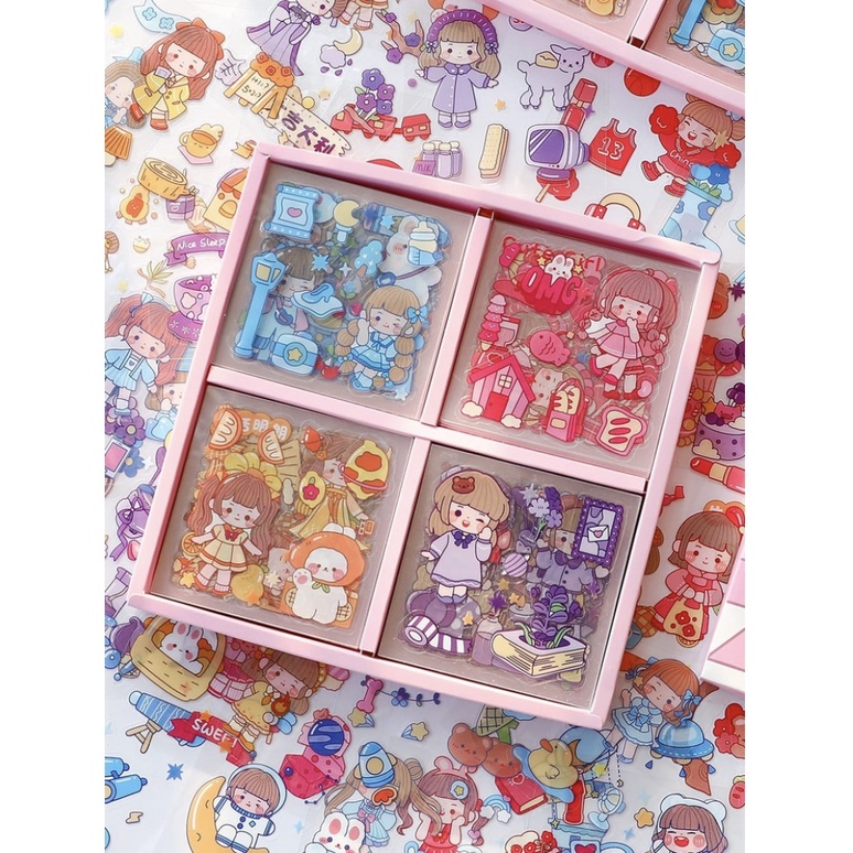 

Ellie Stiker Korea Isi 100 Pcs Sticker Deco Aesthetic / Bujo /Scrapbook Momo Girl Sticker Tumbler / Binder / Case Hp / Diary / Diy