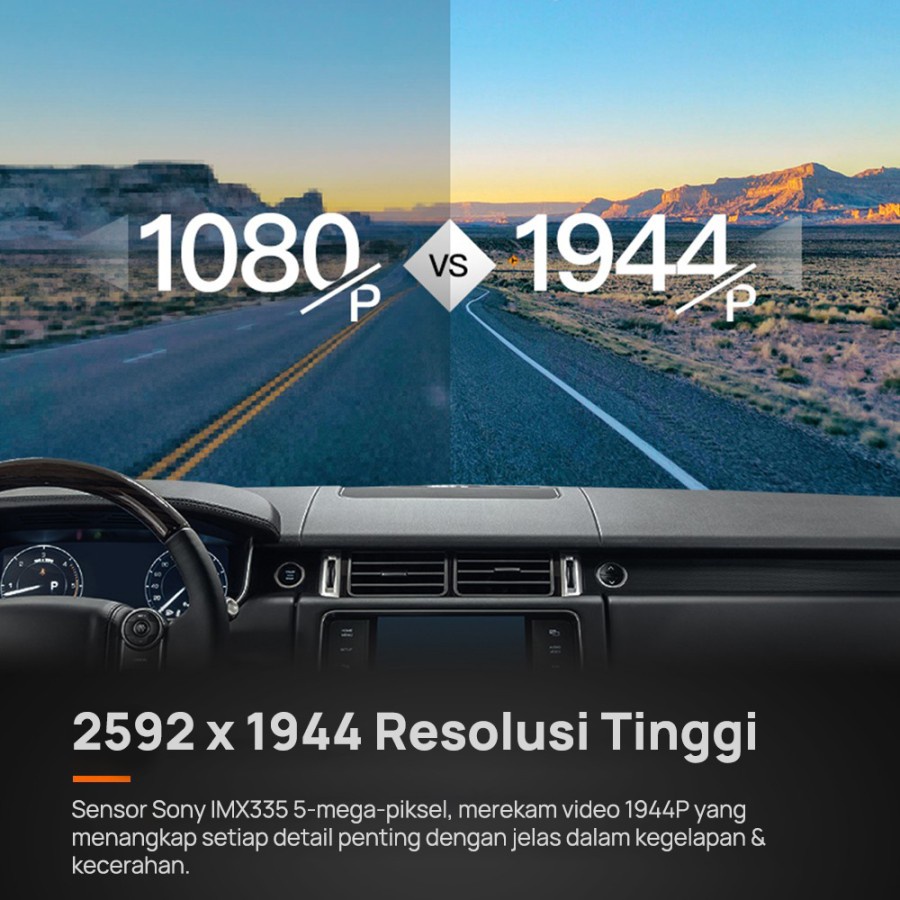 70mai Dash Cam Pro Plus A500s 1944P GPS ADAS Set - Front + Rear - Garansi Resmi 1 Tahun