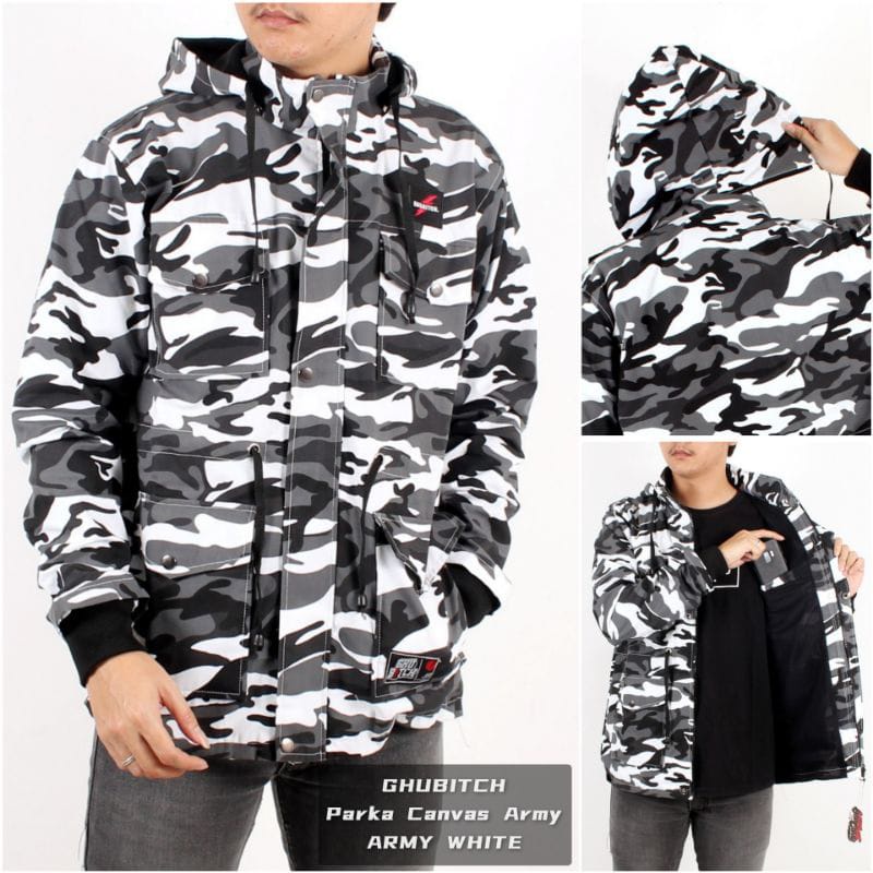 Jaket Parka Pria Loreng Bahan Baby Canvas Premium