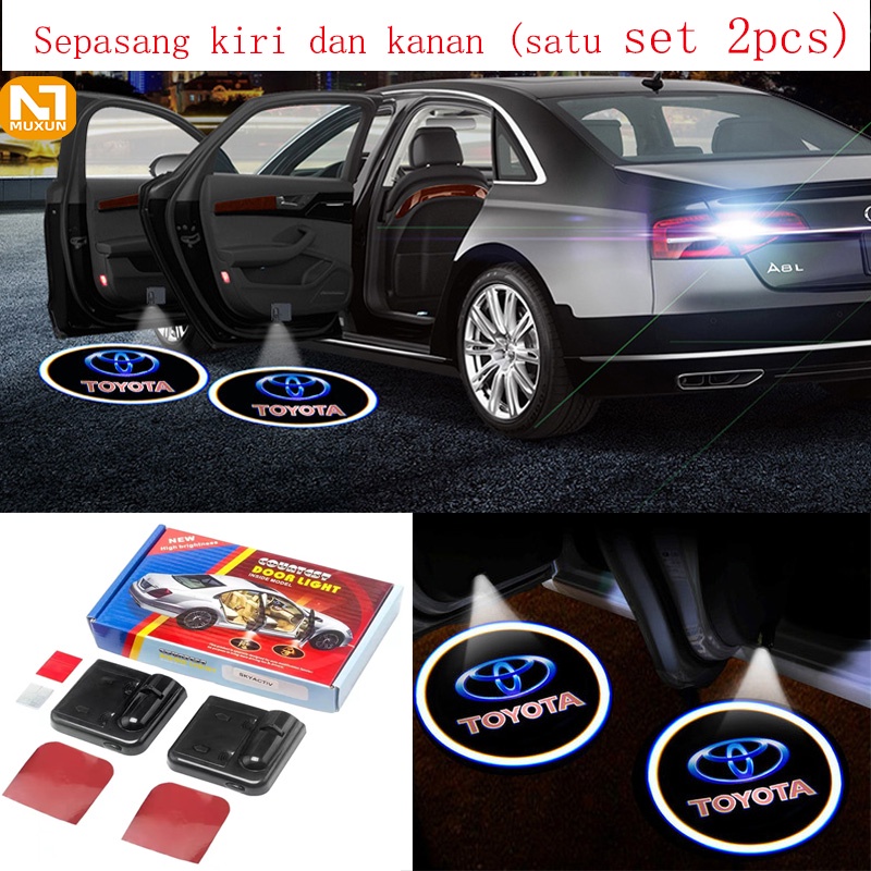 (harga satu set)2pcs LAMPU LOGO LED PINTU MOBIL WIRELESS TANPA KABEL (DOOR LIGHT PROJECTO RDAIHATSU ) doorlight logo Toyota Mitsubishi Honda