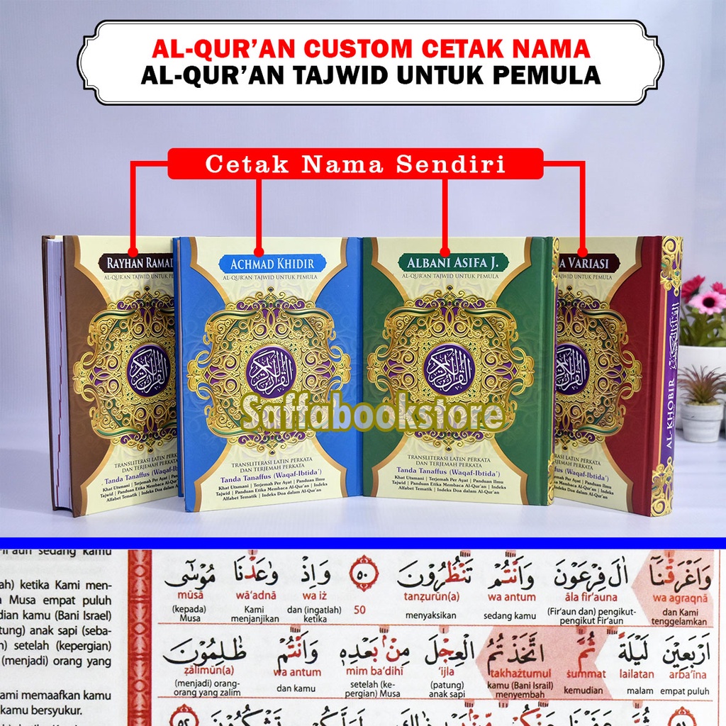 Al Quran ( Custom Nama ) - Al Quran Al Khobir ( A4 Besar & A5 Sedang ), Quran Terjemahan Perkata, Al