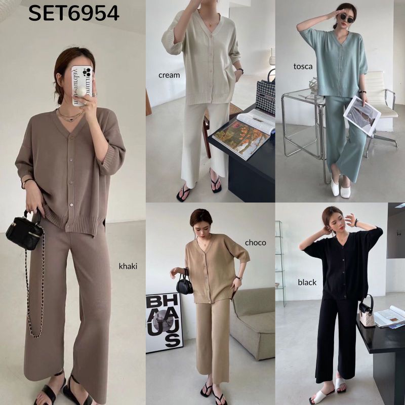 Baju setelan oneset setcel 2in1 (2 Pcs) rajut knit set nagita slavina everyday set loose blouse top 