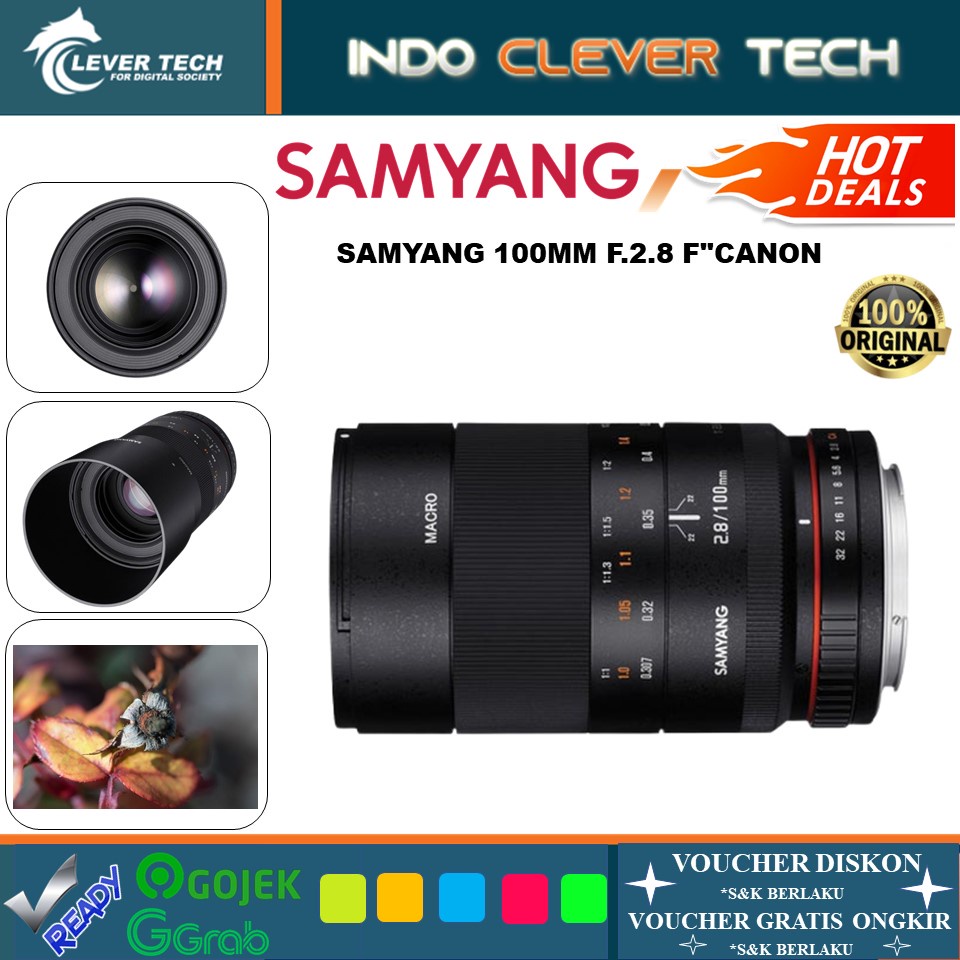 Samyang 100mm F2.8 ED UMC MACRO Lensa Manual Focus For Canon EF