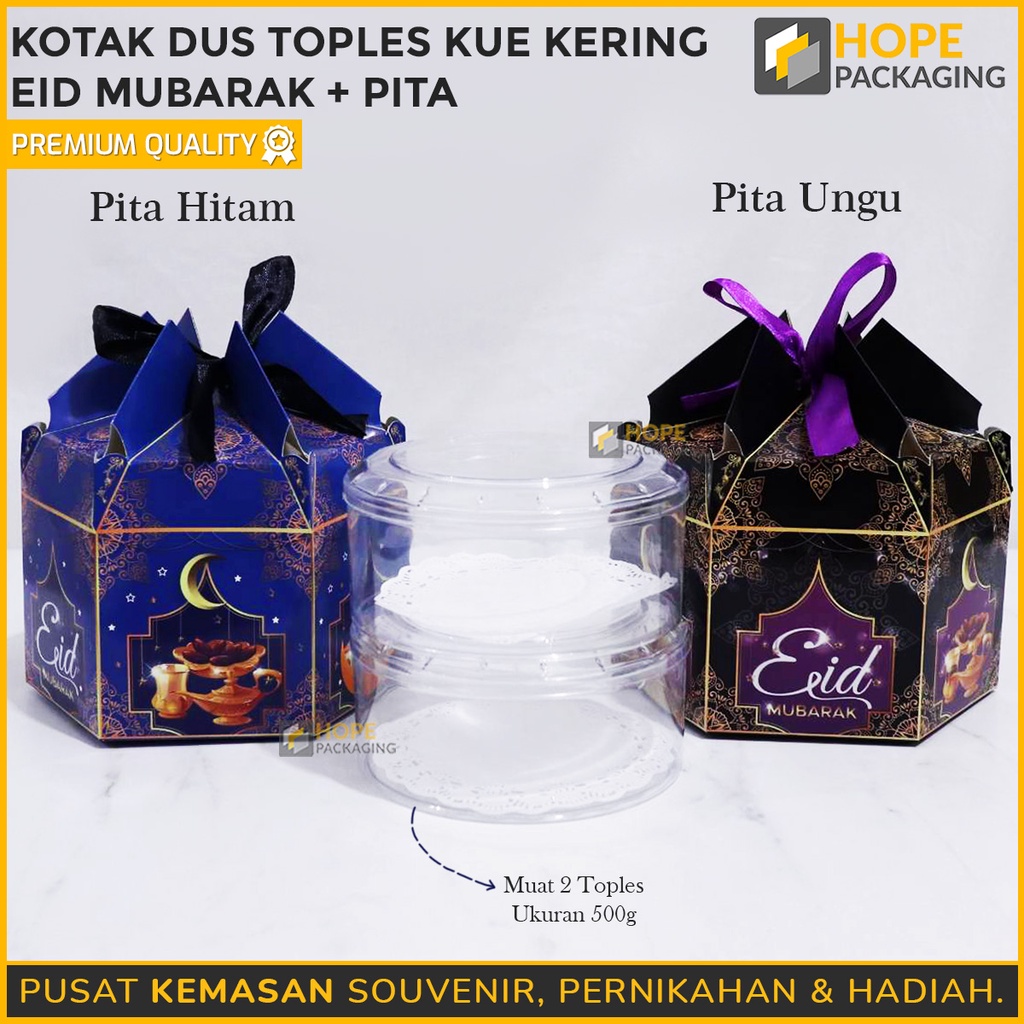 Kardus Dus Lebaran muat 2 Toples 500gr Gable Box Hampers Kue Kering idul fitri gratis pita / hampers souvenir