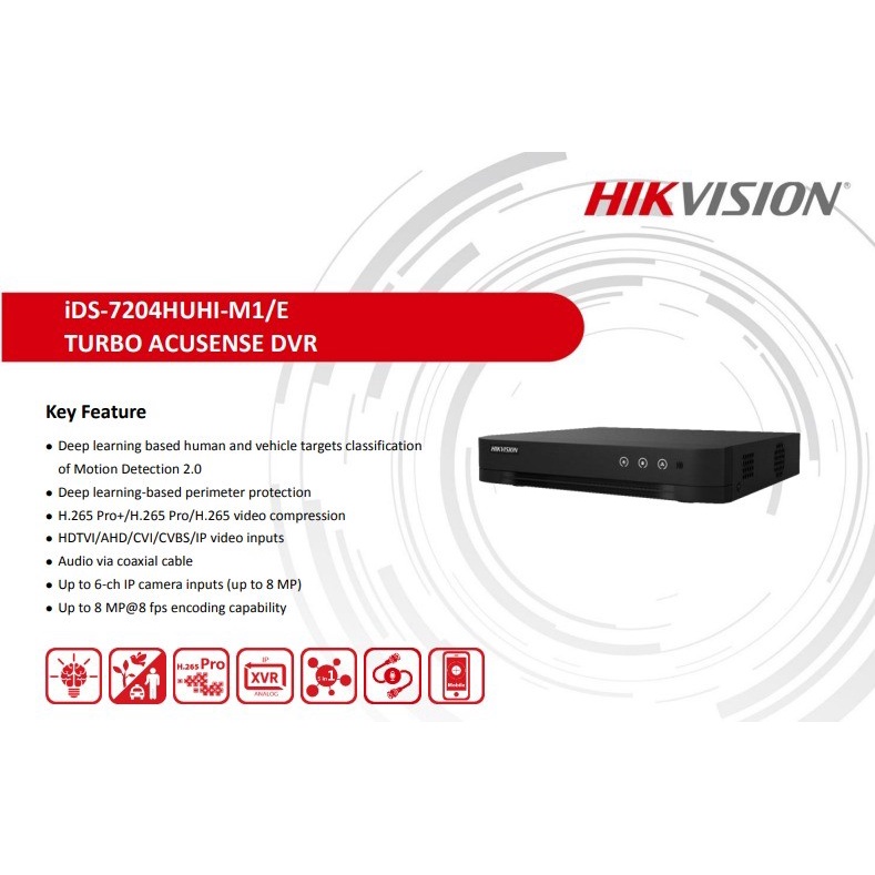 Hikvision iDS-7204HUHI-M1/E DVR 4-ch Up To 8MP Turbo AcuSense