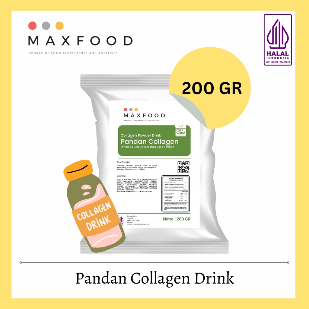 MAXFOOD - Pandan Collagen Drink/ Minuman Kolagen Rasa Pandan 200Gr