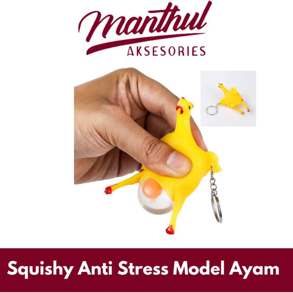 Gantungan Kunci Squishy Anti Stress Model Ayam Bertelur Turkey Egg - XYL011 - Yellow