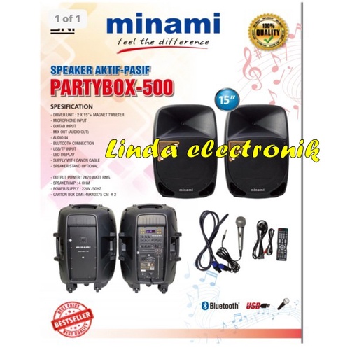 speaker aktif pasif minami partybox 500 15 inch free bonus
