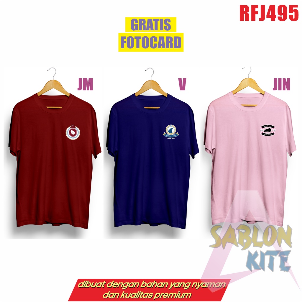 Gratis Fotocard ! Kaos KPOP Run BT logo KECIL animal RFJ495 banyak pilihan warna