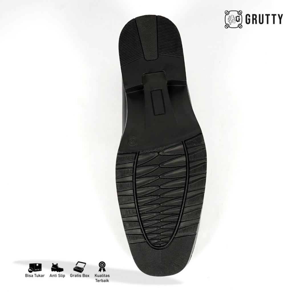 Sepatu Pria Formal Pantofel Formal PDH Kerja model tali Khusus Ukuran Besar Big Size  Grutty DC016 Hitam