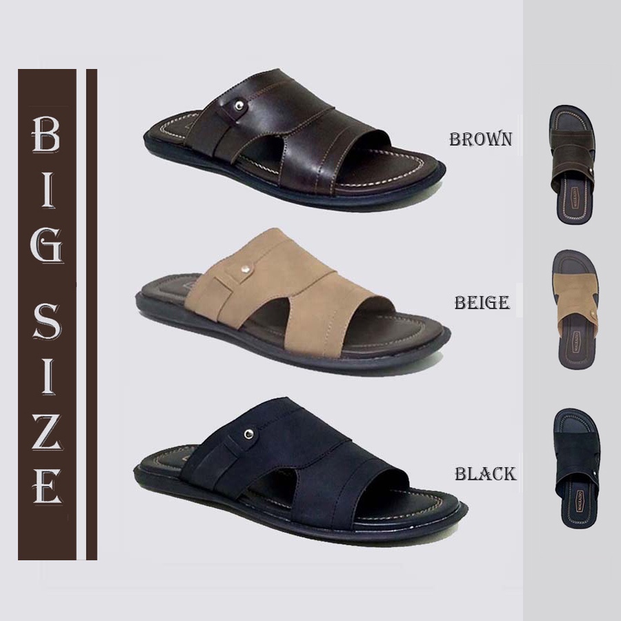 KOLEKSI SANDAL KULIT UKURAN JUMBO | Sandal Selop Pria Big Size Teplek Flat Original