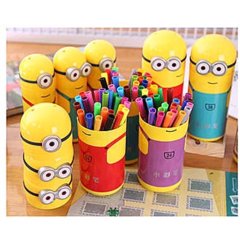 Fygalery Spidol Minion 24 Warna Spidol Karakter Pensil Cat Warna Cair Alat Seni Lukis Menggambar