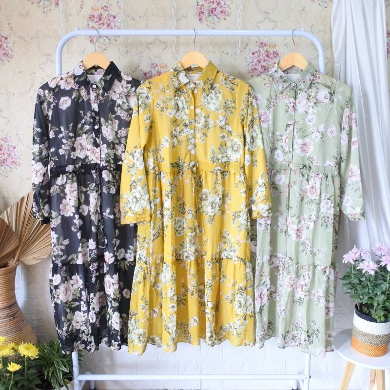 Tunik ceruti wanita bunga | Sania Tunik