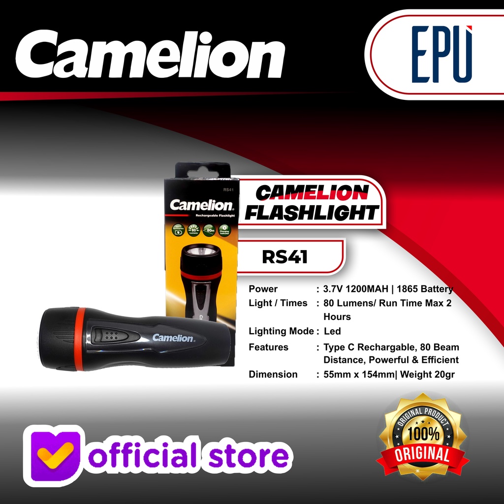 Camelion RS41 Rechargeable Flash Light Senter Cass Flashlight Charger