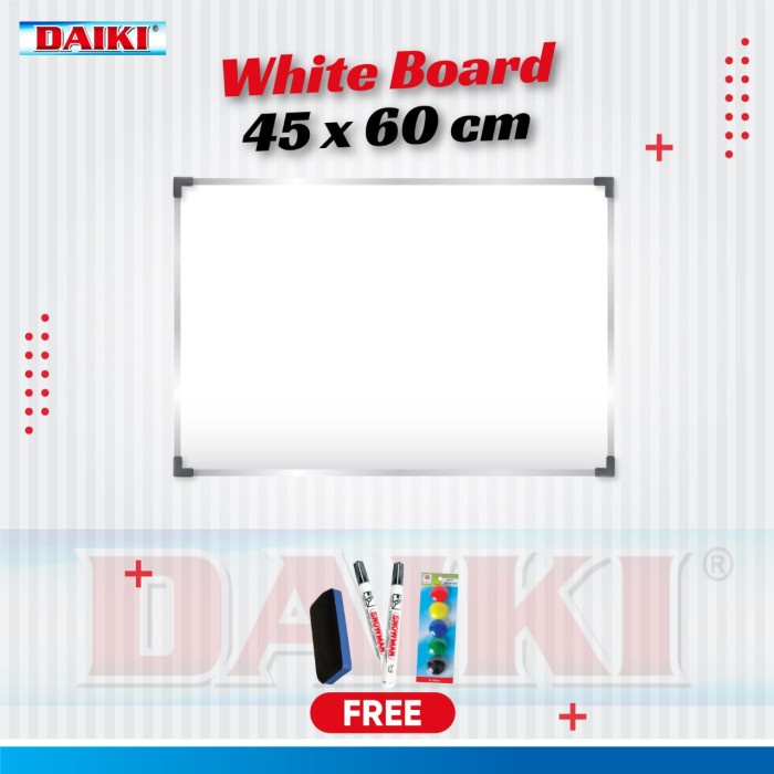 

Papan tulis / Whiteboard magnetic DAIKI gantung uk 45x60 cm