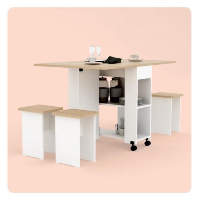 Best Seller Meja Makan Minimalis Kursi 4 Mungil Apartemen Allison Bandung