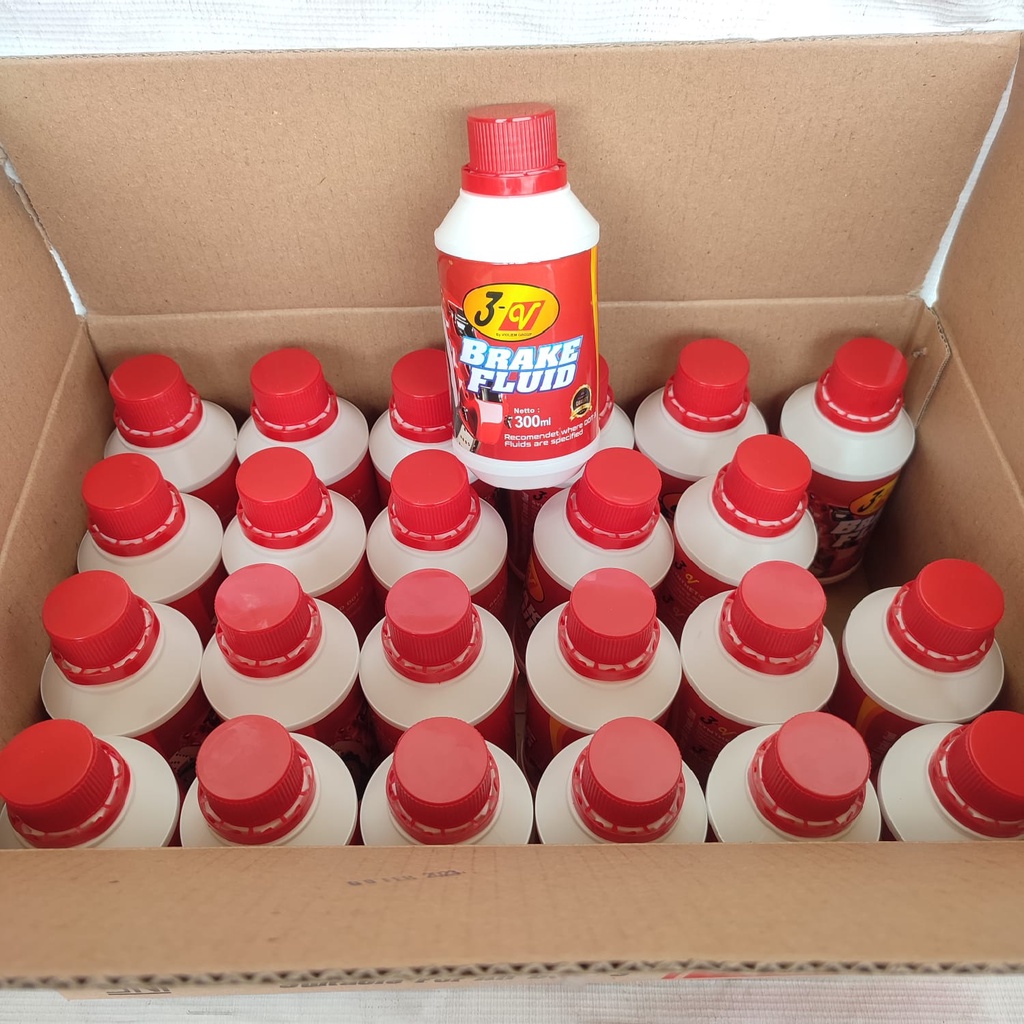 MINYAK REM 3V 300ML MERAH DOT 3 PAKET 1 DUS ( 24 PCS )