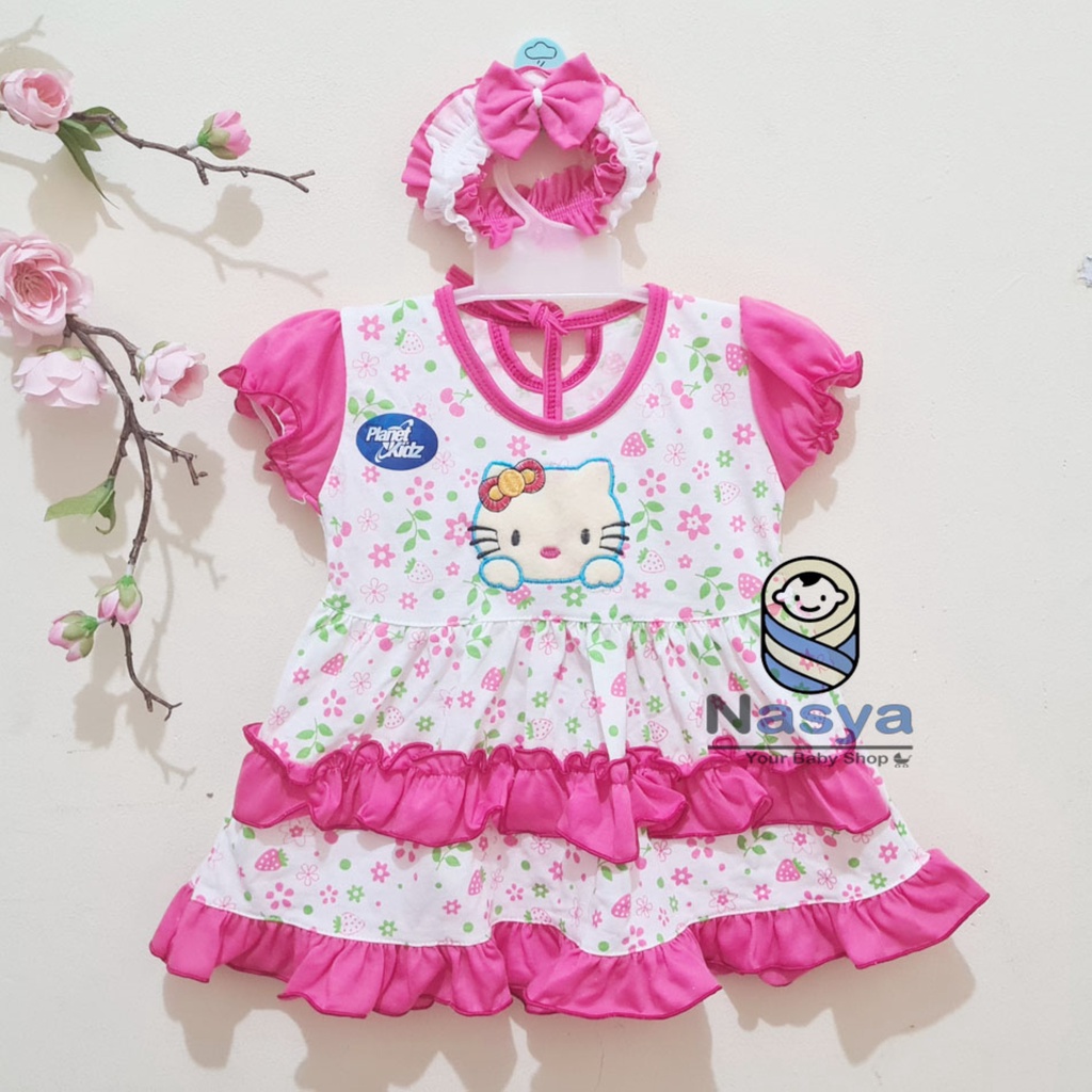 [P-008B] Dress Bayi (0-6 bulan) hello kitty lucu / Setelan Bayi Perempuan Pita &amp; Animal