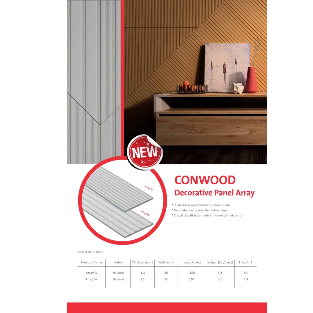 Conwood Decorative Panel Array | Panel Dinding Kayu Outdoor/Indoor