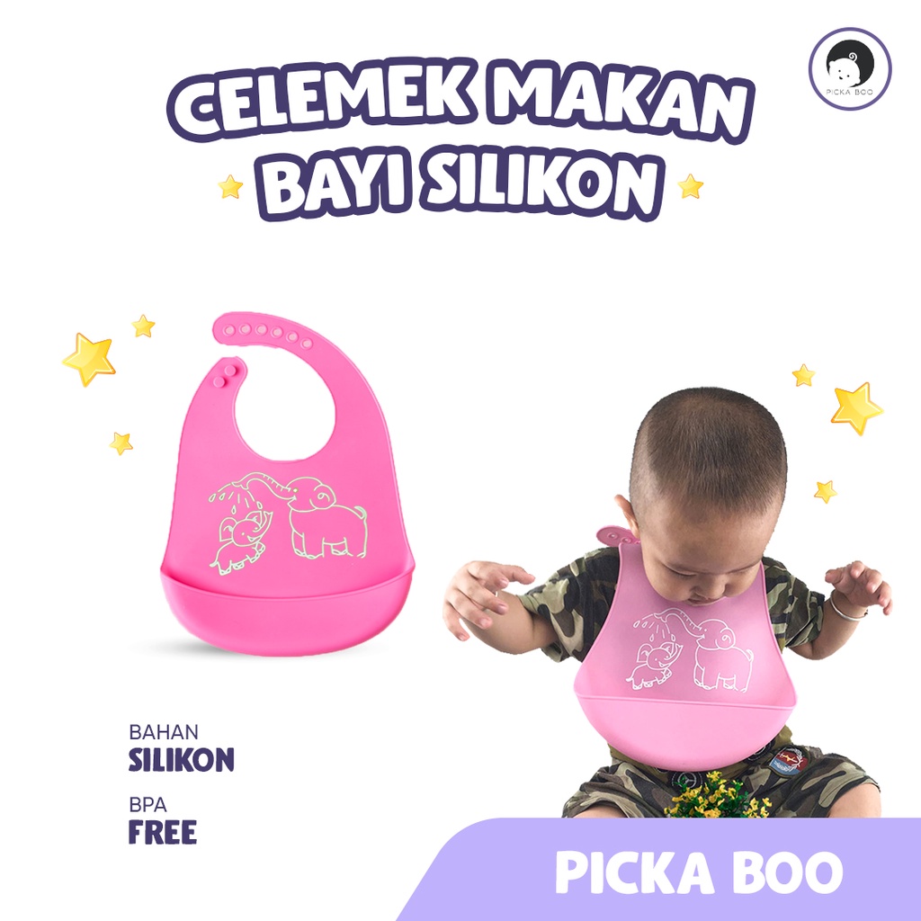 PICKA BOO Celemek Makan Bayi Bahan Silikon