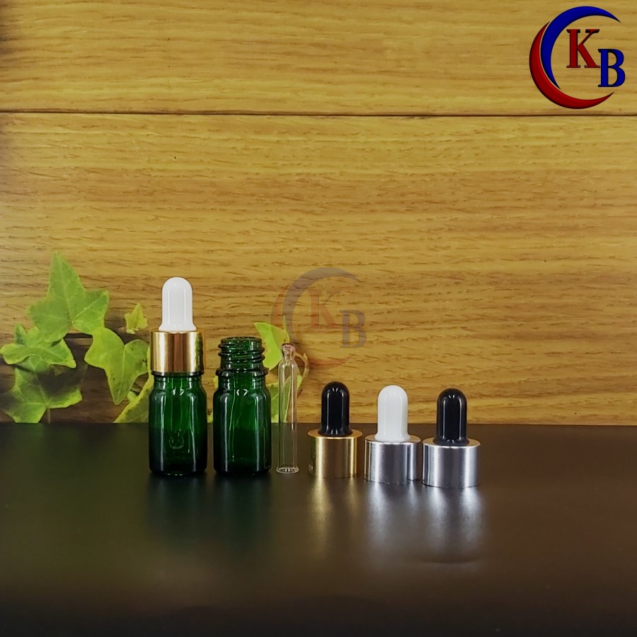 BOTOL PIPET 5 ML SERUM ALUMUNIUM / BOTOL KACA 5ML HIJAU / BOTOL TETES 5 ML