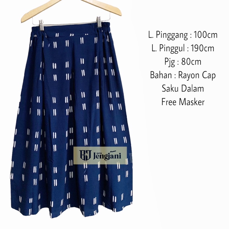 Rok Camelia | Rok Batik Jumputan Shibori Handmade | Rok Rayon Cap