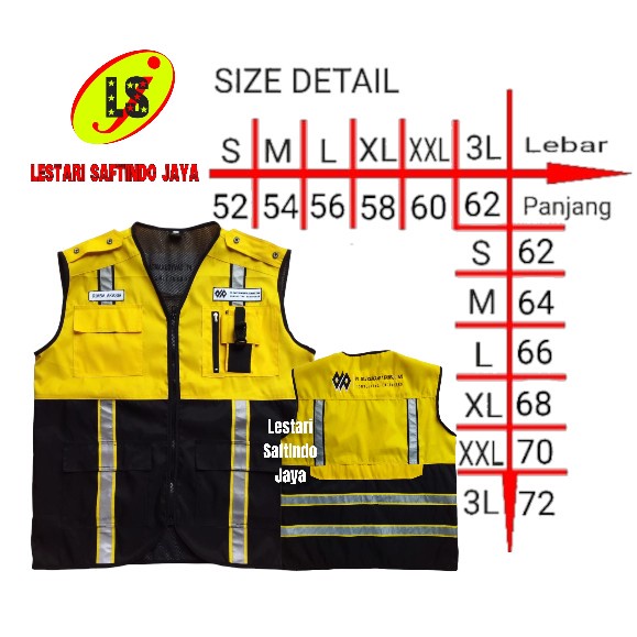 TERBARU SAFETY VEST 3M CUSTOM BORDIR /ROMPI SAFETY KOMBINASI KUNING HITAM /VEST RAJUT/VEST