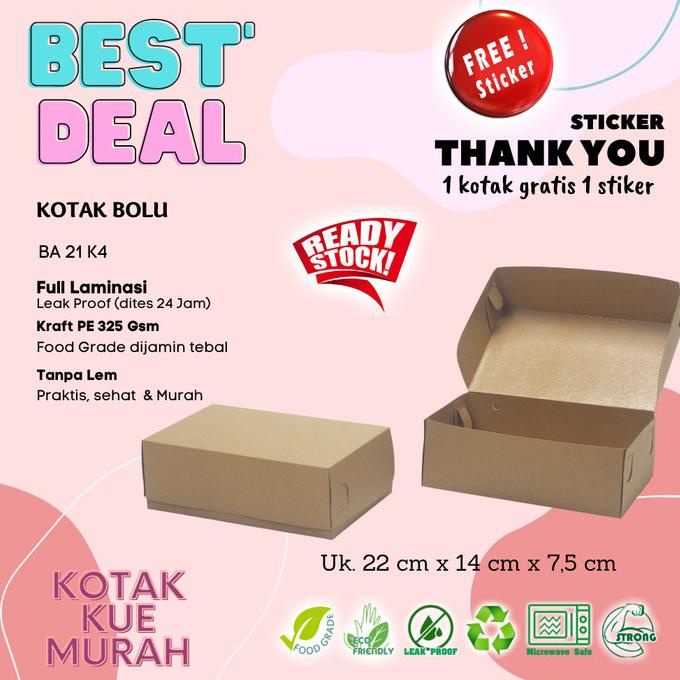 

Kotak Kue Bolu Uk. 22 X 14 X 7,5Cm Laminasi Anti Bocor Kotak Kraft