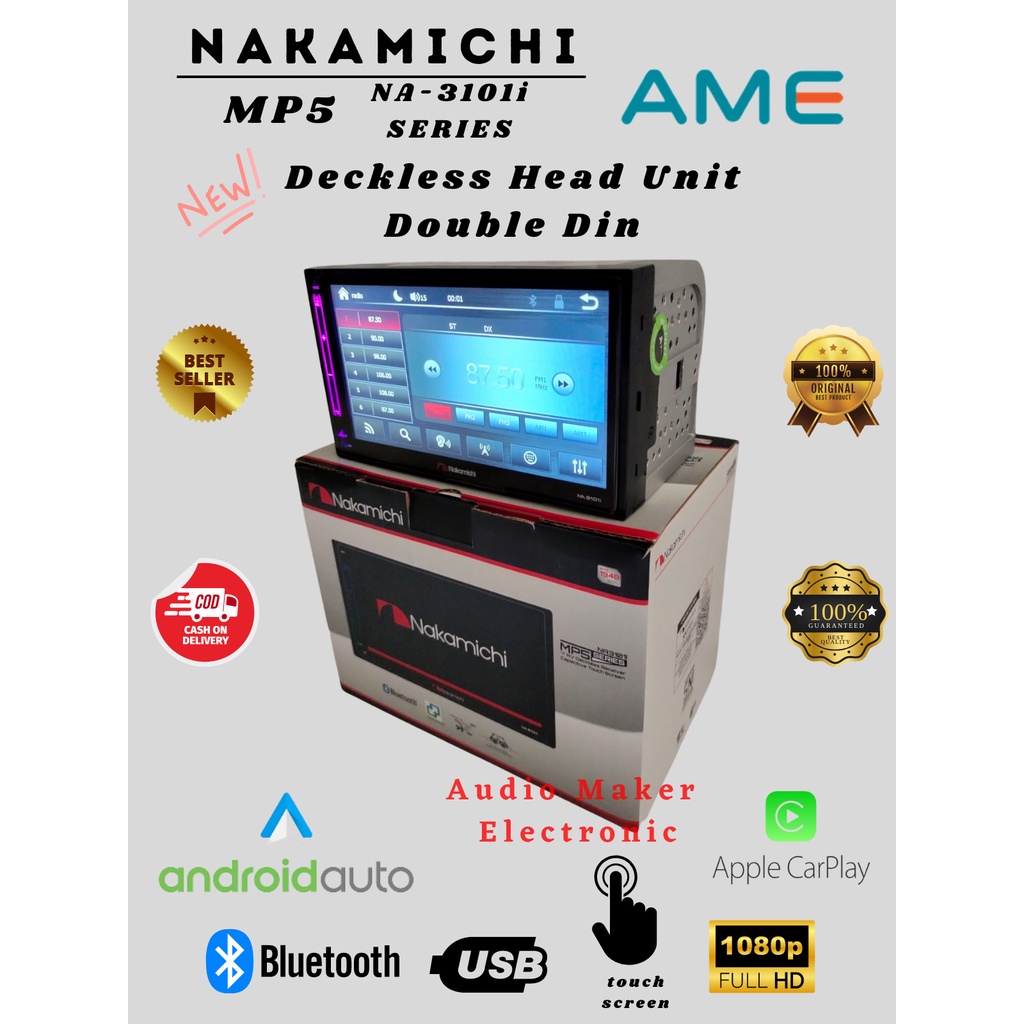 Double Din deckless MP5 Nakamichi NA-3101i mp5 series Nakamichi - Head Unit Deckless Nakamichi 7 Inc