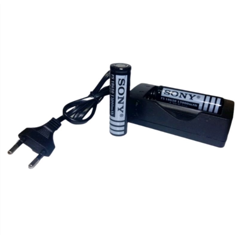 Chargeran+2 Baterai 18650 Hitam Li-ion 4.2 Volt 13000 mAh